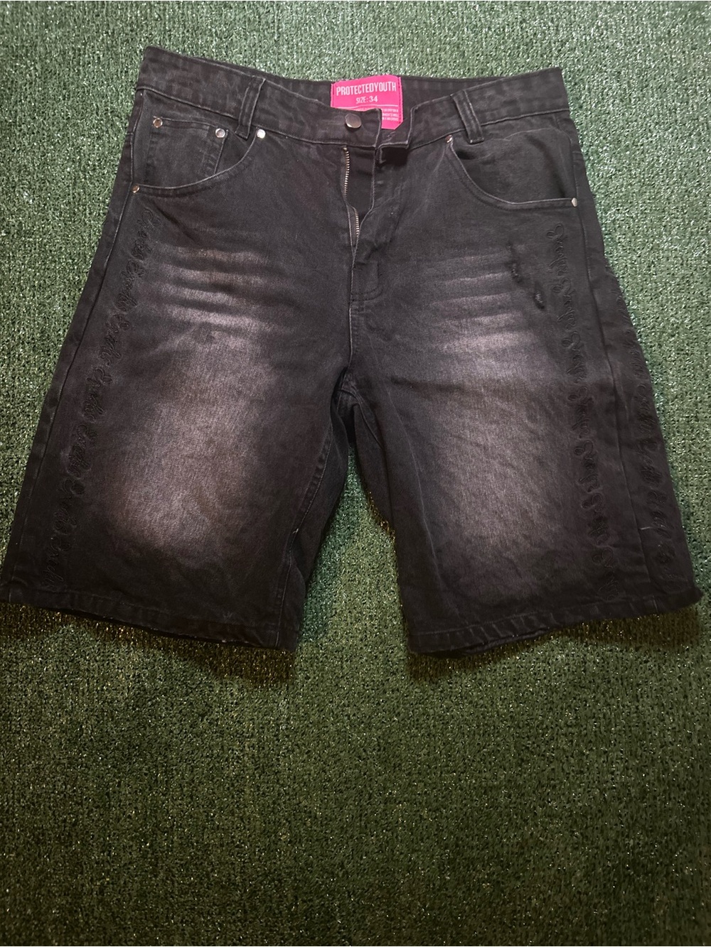 Men's Black Washed Jean Shorts -